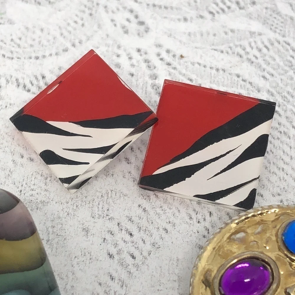 Bundle lot 7 funky fun vintage statement earrings - Picture 2 of 8